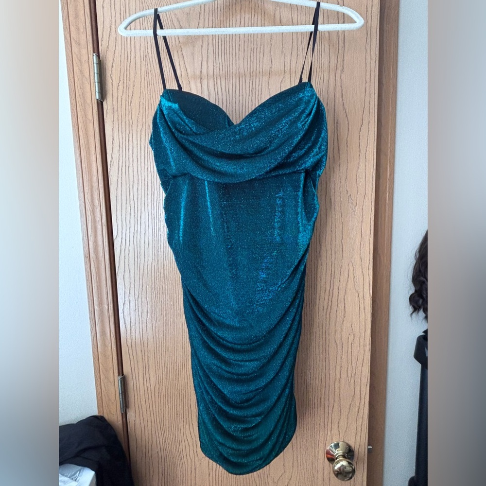 Elegant green Draped Dress